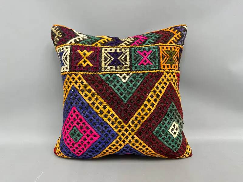 Bed Pillow Sham, Turkish Pillow, Pillow for Sofa, Turkish Kilim Pillow, 20x20 Orange Cushion Cover, Art Deco Cushion Case, Pillow Cover - 4