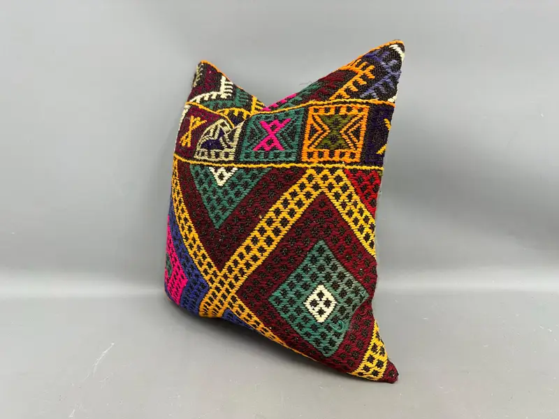 Bed Pillow Sham, Turkish Pillow, Pillow for Sofa, Turkish Kilim Pillow, 20x20 Orange Cushion Cover, Art Deco Cushion Case, Pillow Cover - 3