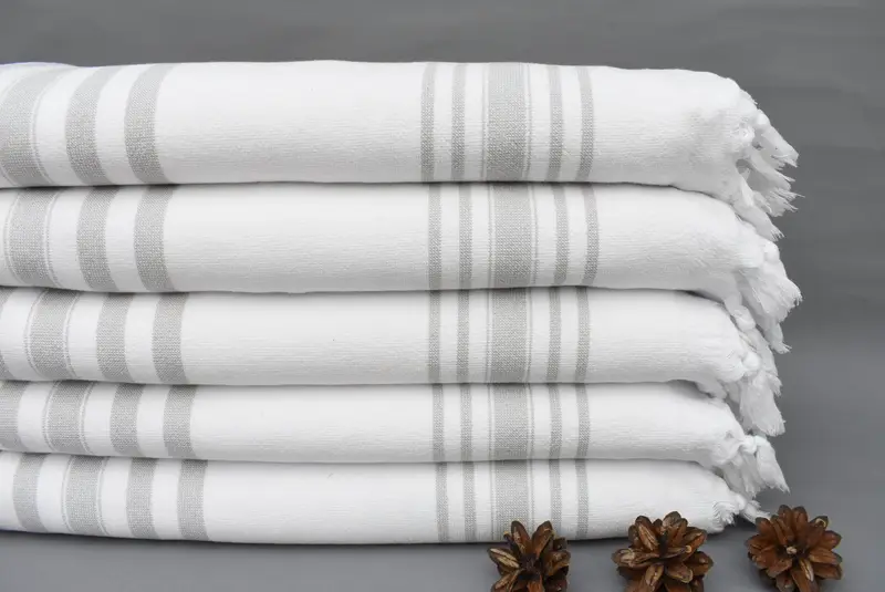 Personalized Gray Striped Terry Towel, Bridesmaid Gift, 70x36 Inches