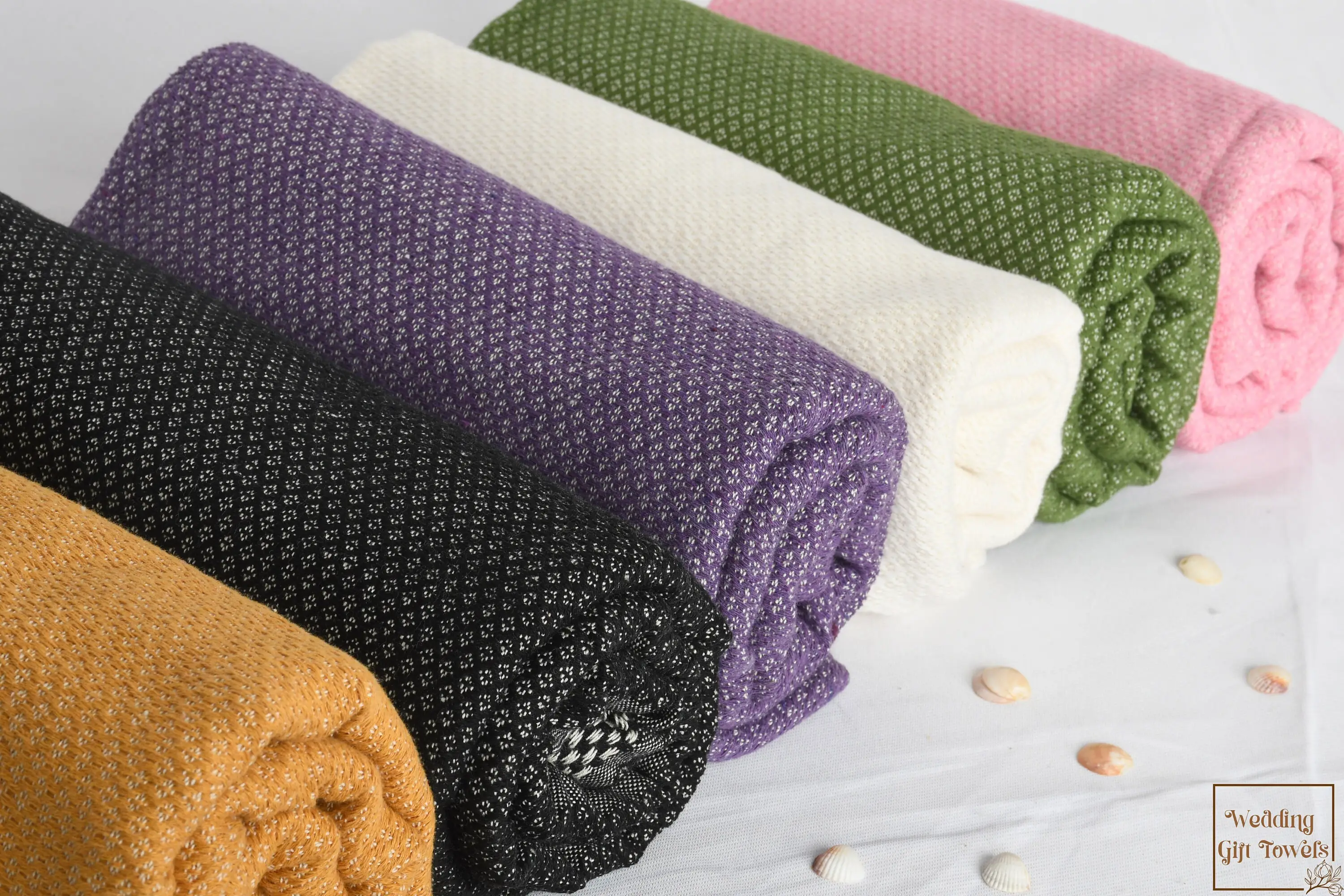 Personalized Turkish Cotton Towel Geometric, Beige, 38x63 Inches - 1