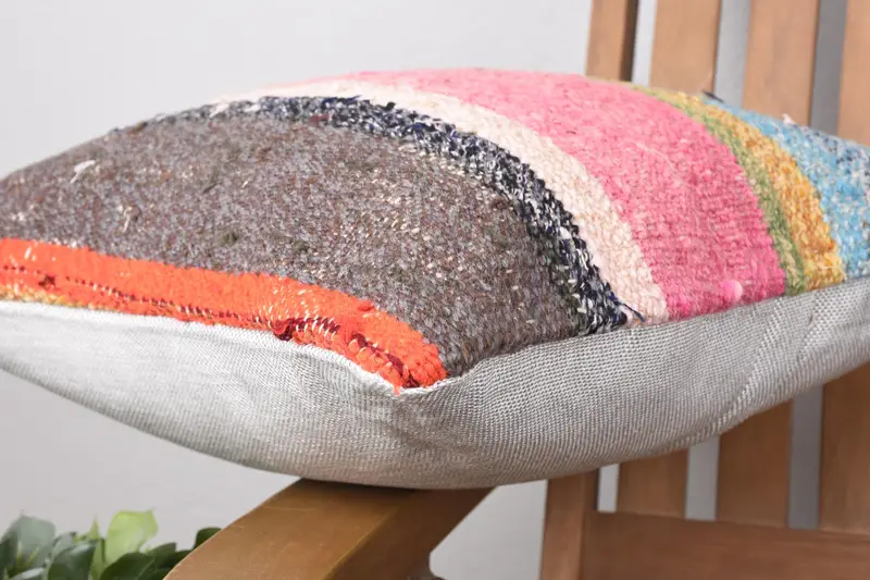 Kilim Pillow, 16x16 Pink Pillow, Crochet Pattern Pillow, Oriental Pillow, Turkish Pillow, Cushion Case, Vintage Kilim Throw Pillow - 6