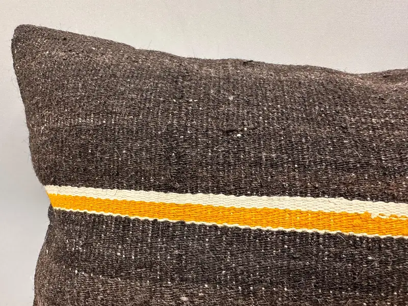 Cushion Case, Throw Kilim Pillow, Ethnical Kilim Rug Pillow, Handmade Kilim Cushion, Personalized Gift Pillow Cushion Case, 12x20 Brown Pillow Sham - 5