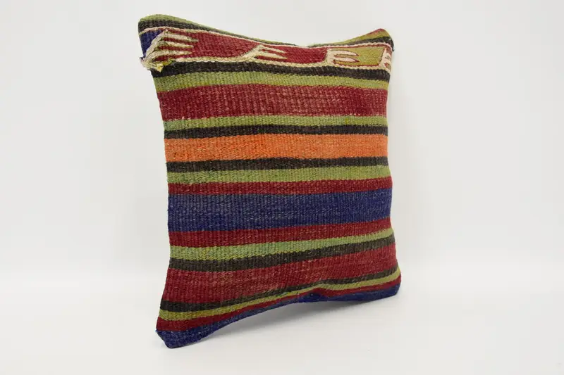 Kilim Pillow, Pet Cushion, Antique Pillows, Kilim Cushion Sham, Handwoven Cushion Case, Lounge Throw Cushion, 12x12 Red Pillow, Pillow Cover - 3