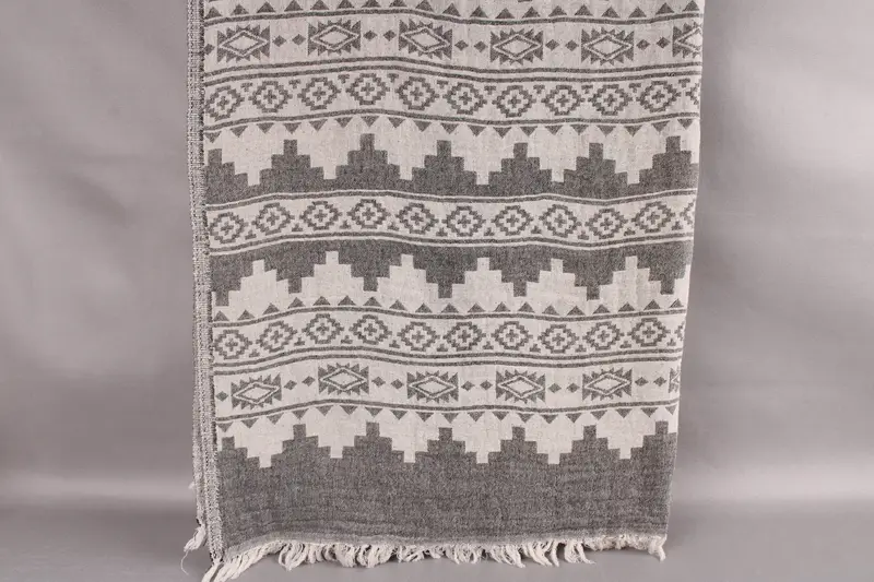 Sofa Blanket Handmade Organic Turkish Cotton Black Throw, 56x85 Inches