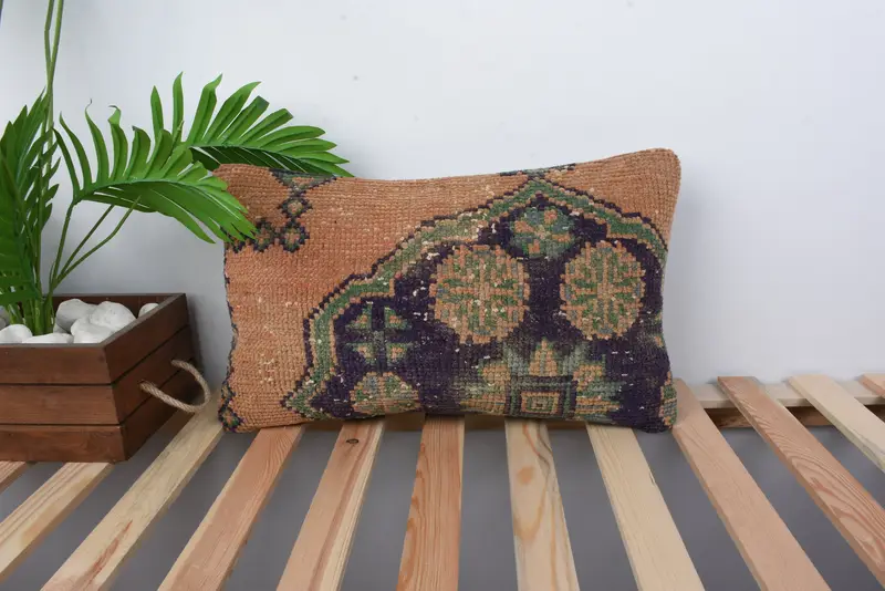 Pillow for Couch, Nautical Throw Pillow Cover, Vintage Pillow, Kilim Pillow, Pillow Case, 12x20 Blue Cushion Cover, Comfy Throw Pillow Sham - 1