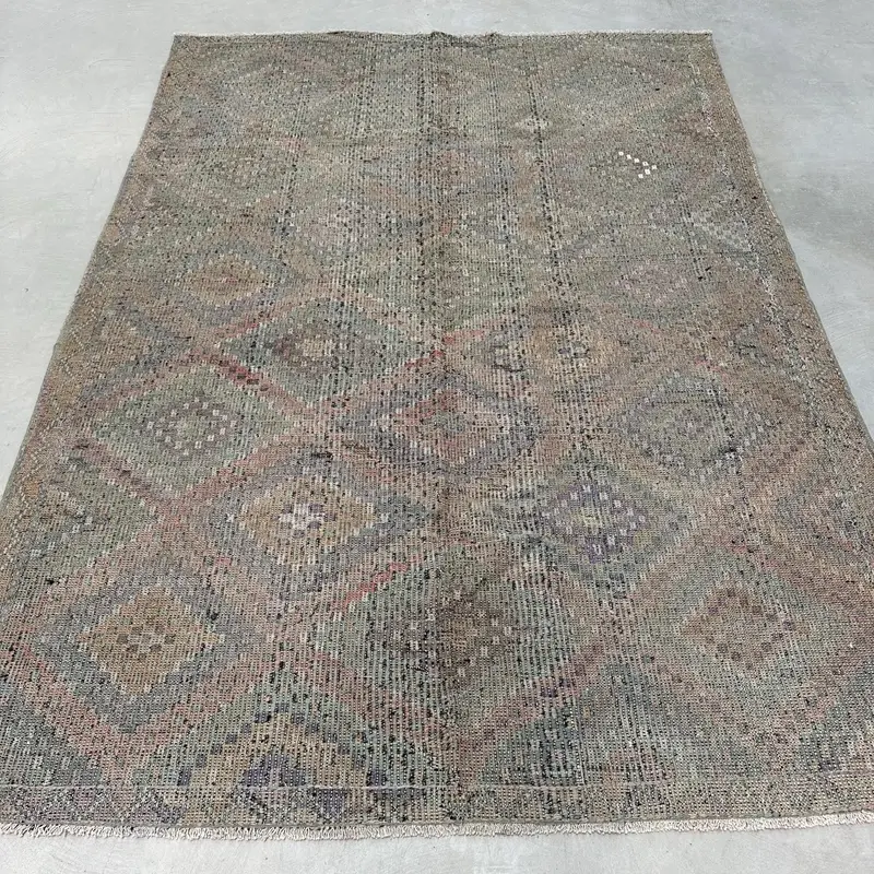 エレガントなグリーン & オレンジ ラグ、6.1x8.5 フィート ペルシャ柄