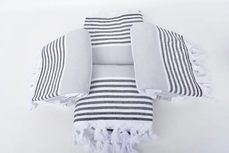 Travel Towel, Personalized Towel, Soft and absorbent Turkish towel, Handmade Gift, Handmade Gift, Bachelor Gifts, 68x36 Cotton Striped Terry Towel - 6