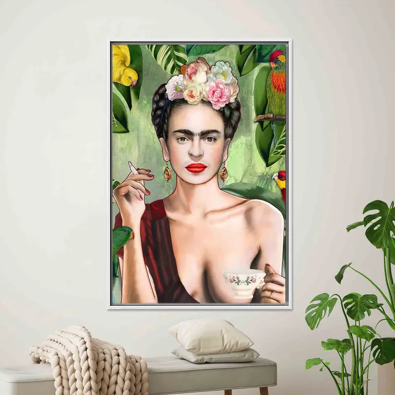 Frida Kahlo Kuşlar Orman Kanvas Tablosu: Canlı Baskılı Sanat Eseri