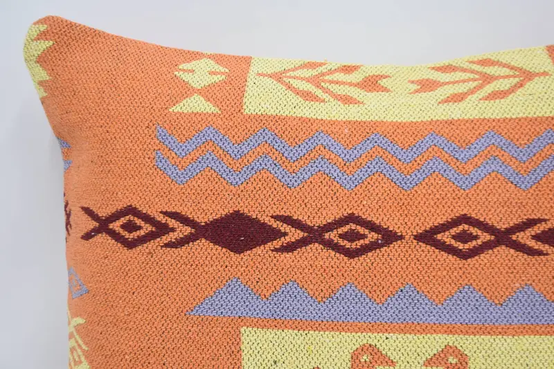 Crochet Pattern Pillow Case, Interior Designer Pillow, Pillow, Aesthetic Pillow Sham, Handmade Kilim Cushion, 20x28 Orange Pillow, Home Decor Pillow - 2