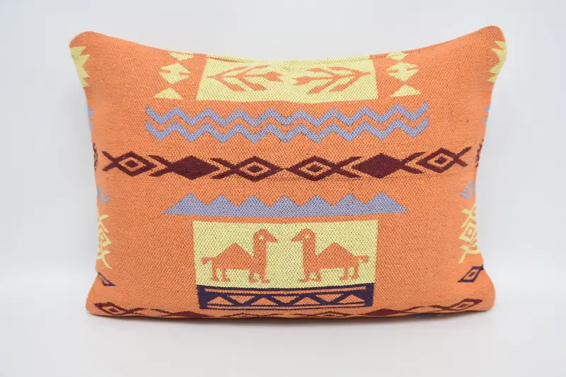 Crochet Pattern Pillow Case, Interior Designer Pillow, Pillow, Aesthetic Pillow Sham, Handmade Kilim Cushion, 20x28 Orange Pillow, Home Decor Pillow - 5
