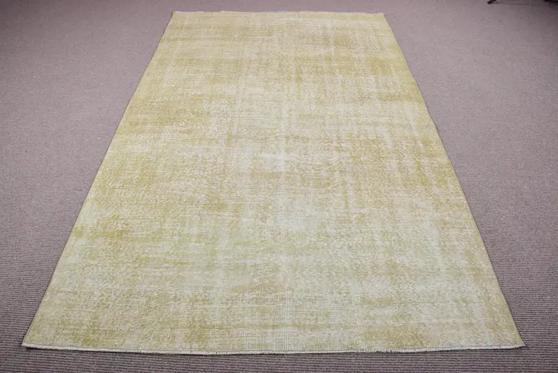 Türk Oushak Büyük Halı 5.2x8.7 ft (160x265 cm), Vintage Sarı Güneybatı Halısı - 1