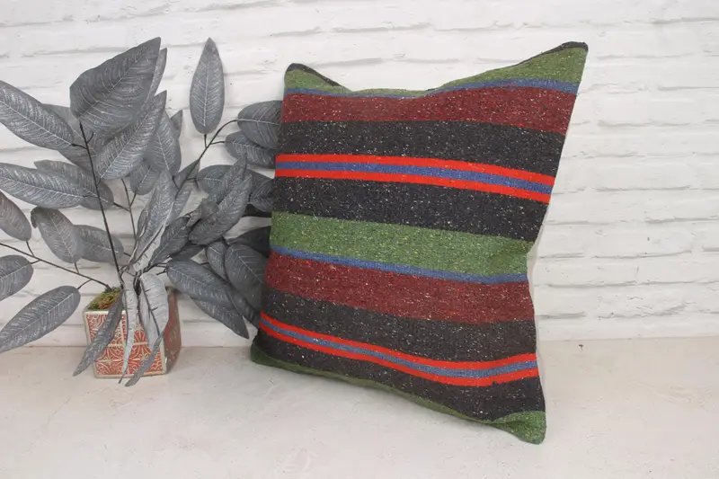 20x20 Green Pillow Case, Pillow for Sofa, Kilim Cushion Sham, Cushion, Luxury Pillow Case, Antique Pillows, Office Chair Cushion Cover - 4