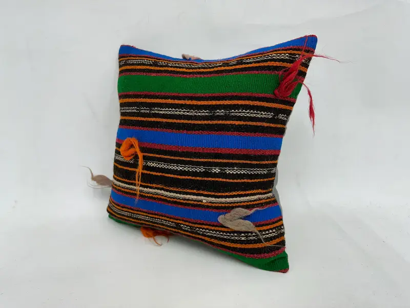 Vintage Kilim Pillow, Toss Pillow Cover, Boho Chic Cushion Cover, 18x18 Green Pillow Case, Pillow for Couch, Pillow Case, Ethnical Kilim Rug Pillow - 4