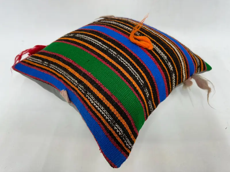 Vintage Kilim Pillow, Toss Pillow Cover, Boho Chic Cushion Cover, 18x18 Green Pillow Case, Pillow for Couch, Pillow Case, Ethnical Kilim Rug Pillow - 6