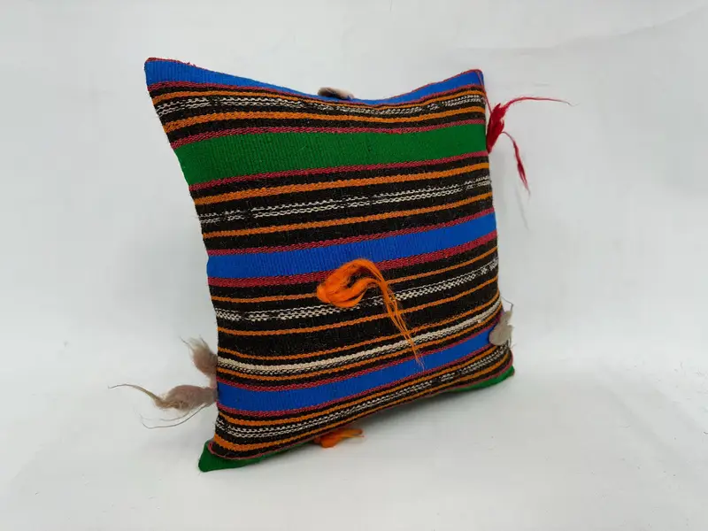 Vintage Kilim Pillow, Toss Pillow Cover, Boho Chic Cushion Cover, 18x18 Green Pillow Case, Pillow for Couch, Pillow Case, Ethnical Kilim Rug Pillow - 3