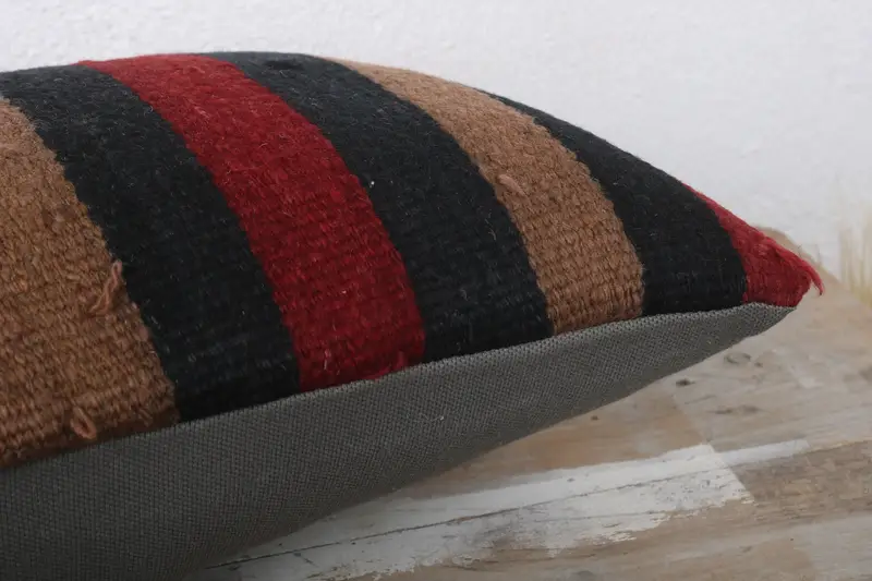 Throw Kilim Pillow, Handmade Throw Pillow Case, Interior Designer Pillow, Pillow for Sofa, Cushion Cover, 12x24 Brown Cushion - 6