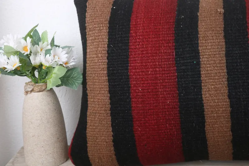 Throw Kilim Pillow, Handmade Throw Pillow Case, Interior Designer Pillow, Pillow for Sofa, Cushion Cover, 12x24 Brown Cushion - 3