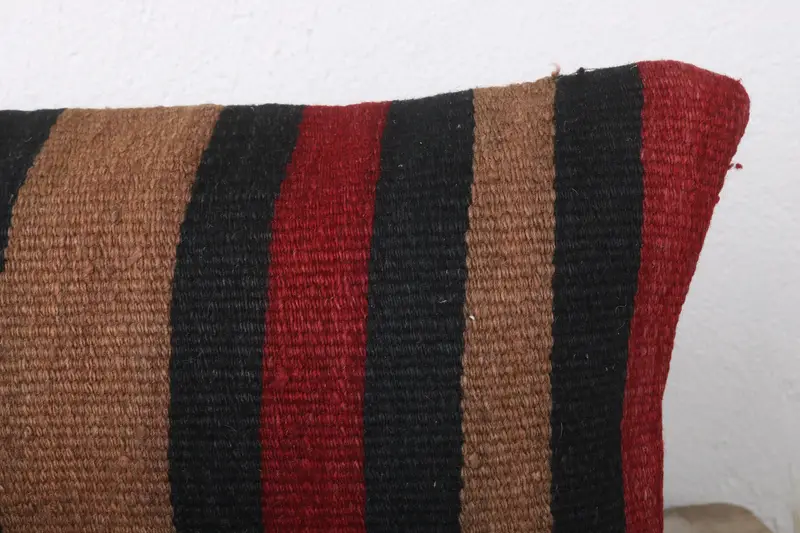 Throw Kilim Pillow, Handmade Throw Pillow Case, Interior Designer Pillow, Pillow for Sofa, Cushion Cover, 12x24 Brown Cushion - 5