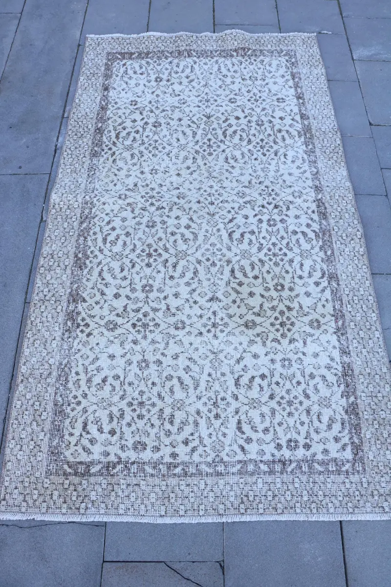 Bej ve Kahverengi Patchwork Halı, 3,4x6,3 ft Şık Dekor