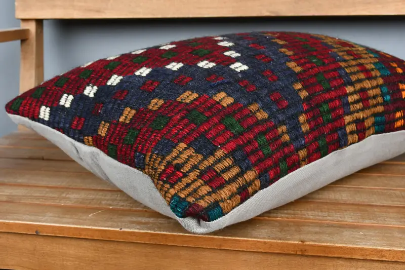 Handwoven Pillow Cover Cushion, Garden Pillow Cover, Pillow Case, 16x24 Red Pillow Cover, Kilim Cushion Sham, Boho Pillow, Home Decor Pillow - 4