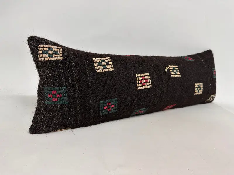 Vintage Pillow, Ethnical Kilim Rug Pillow, Patio Cushion Cover, Pillow, Pillow for Sofa, Decorative Throw Pillow Cover, 12x36 Brown Pillow Cover - 2