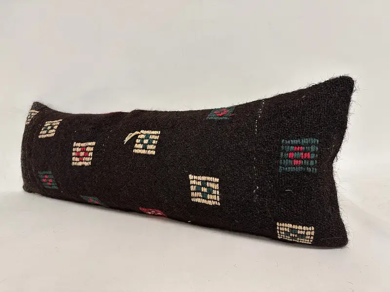 Vintage Pillow, Ethnical Kilim Rug Pillow, Patio Cushion Cover, Pillow, Pillow for Sofa, Decorative Throw Pillow Cover, 12x36 Brown Pillow Cover - 3