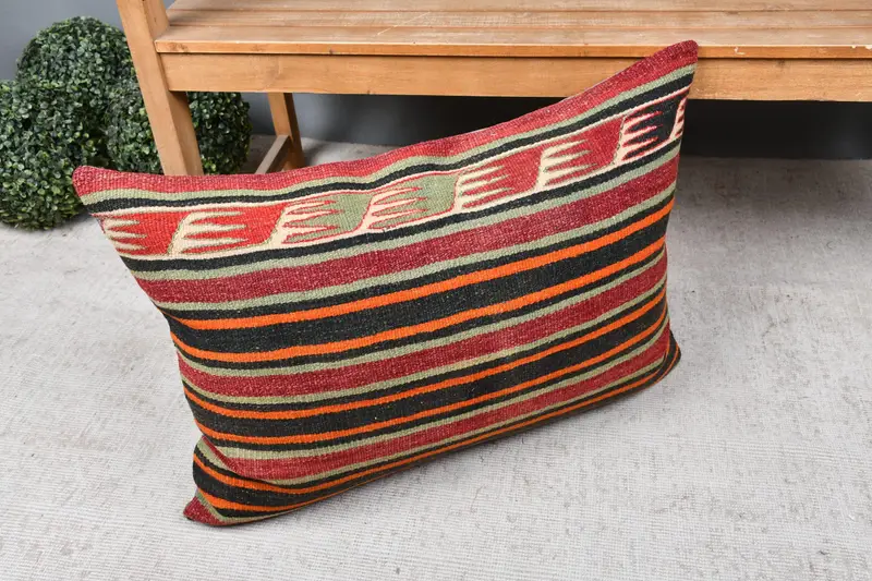 Handwoven Pillow Cover Pillow Sham, 20x28 Red Cushion Case, Interior Designer Pillow, Vintage Kilim Pillow, Kilim Pillow Cover, Pillow - 7