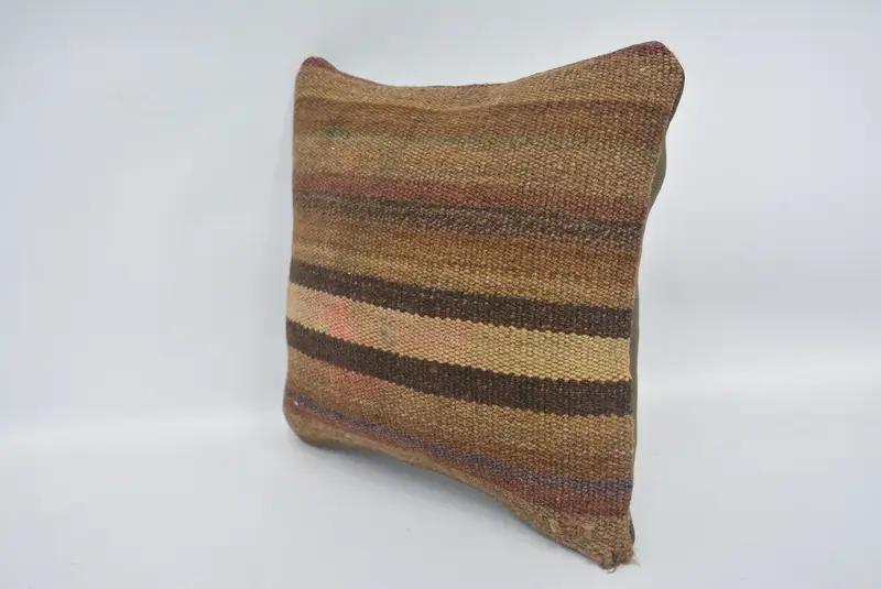 Pillow for Sofa, Bed Pillow Case, Kilim Cushion Sham, Vintage Kilim Pillow Pillow Sham, Pillow Sham, 12x12 Brown Cushion Case, Antique Pillows - 4