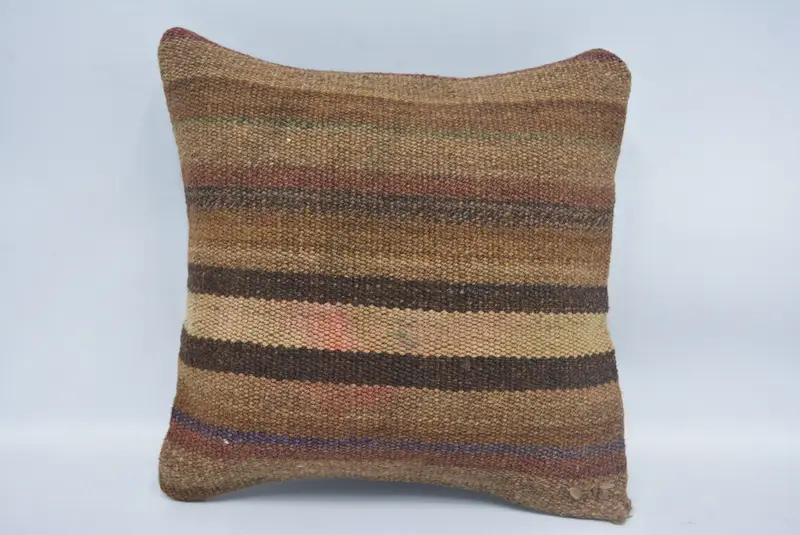 Pillow for Sofa, Bed Pillow Case, Kilim Cushion Sham, Vintage Kilim Pillow Pillow Sham, Pillow Sham, 12x12 Brown Cushion Case, Antique Pillows - 1