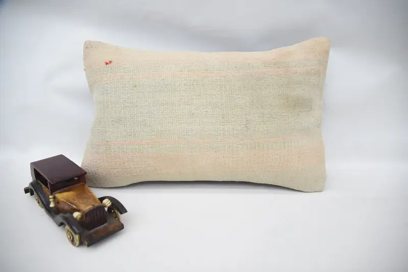 Kilim Pillow, 12x20 Beige Pillow Case, Nomadic Pillow Cover, Cushion, Handwoven Pillow, Pillow for Sofa, Designer Throw Cushion Case, Boho Pillow - 1