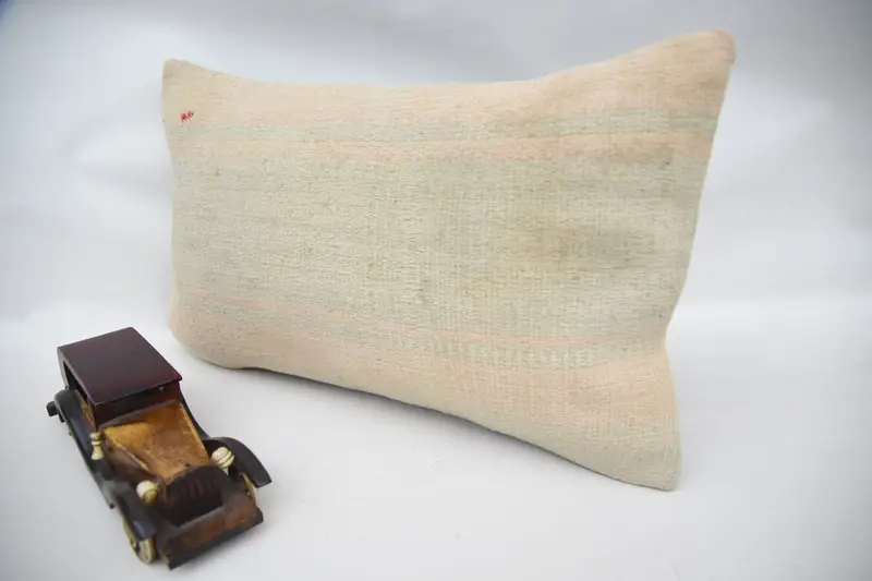 Kilim Pillow, 12x20 Beige Pillow Case, Nomadic Pillow Cover, Cushion, Handwoven Pillow, Pillow for Sofa, Designer Throw Cushion Case, Boho Pillow - 3