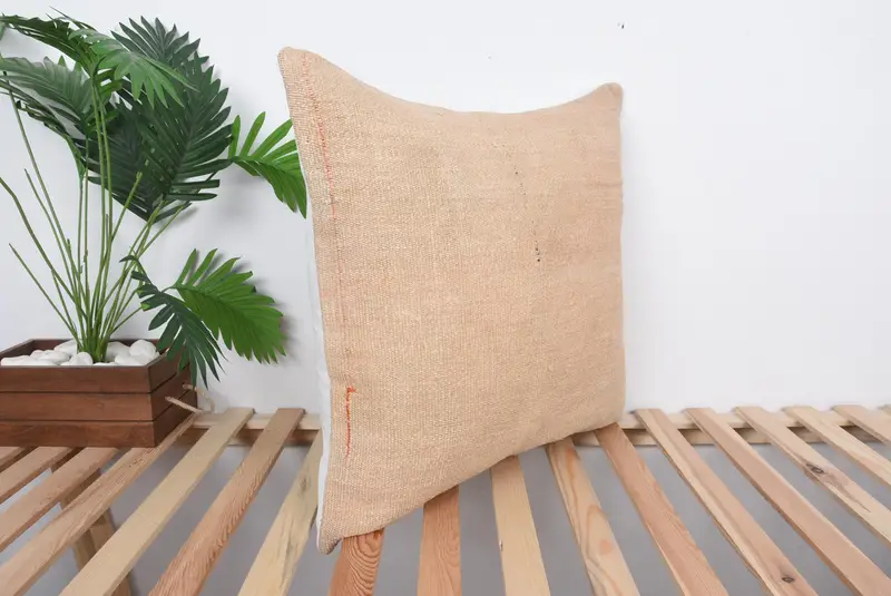 Pillow for Sofa, Throw Kilim Pillow, Car Cushion Case, Pet Cushion Case, Kilim Cushion Sham, Pillow Cover, Armchair Pillow Cover, 24x24 Beige Pillow - 4