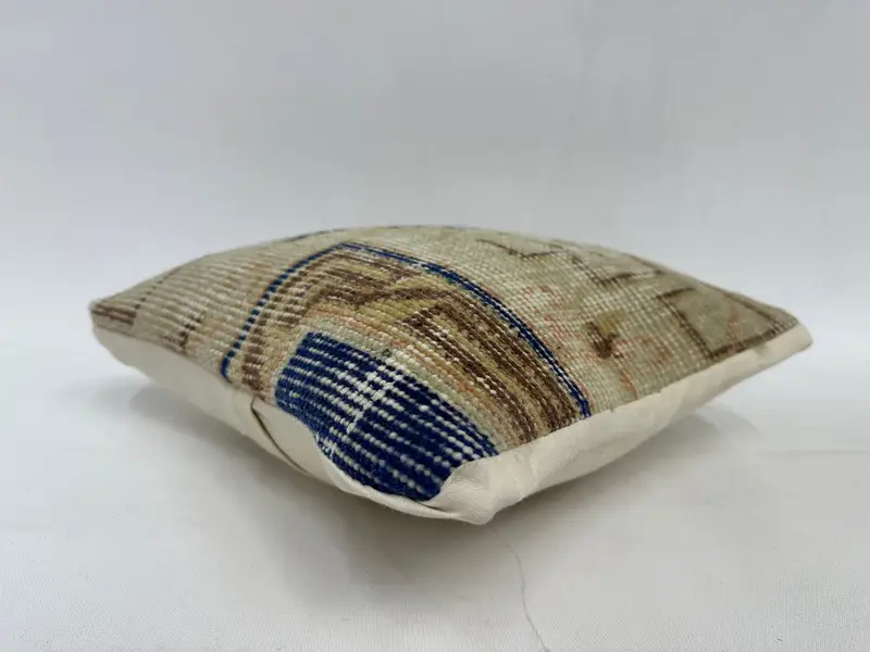 Boho Pillow Sham Cover, 12x12 Beige Cushion, Floor Pillow Cover, Vintage Pillow Case, Cushion Cover, Turkish Kilim Pillow, Interior Designer Pillow - 6
