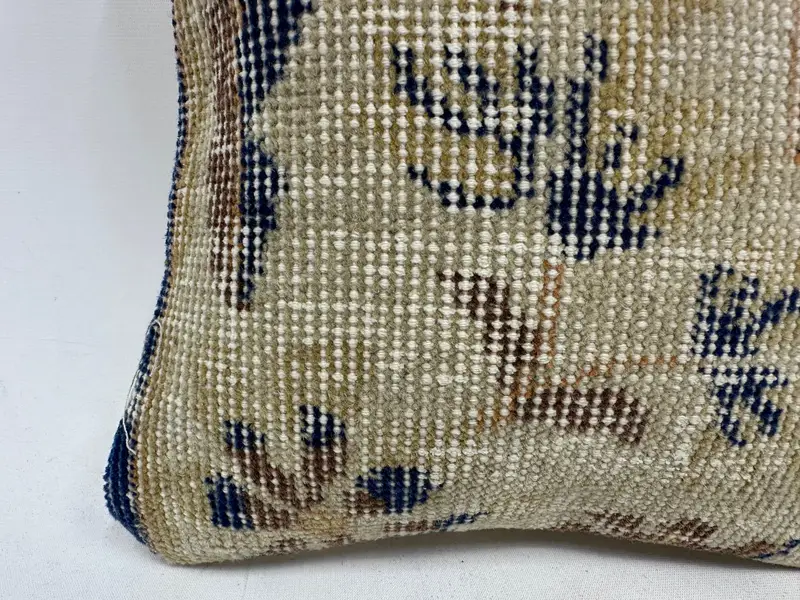 Boho Pillow Sham Cover, 12x12 Beige Cushion, Floor Pillow Cover, Vintage Pillow Case, Cushion Cover, Turkish Kilim Pillow, Interior Designer Pillow - 2