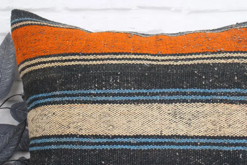 24x24 Orange Pillow, Interior Designer Pillow, Ottoman Pillow, Cushion Case, Pillow for Couch, Vintage Kilim Pillow, Ethnic Cushion Case - 2
