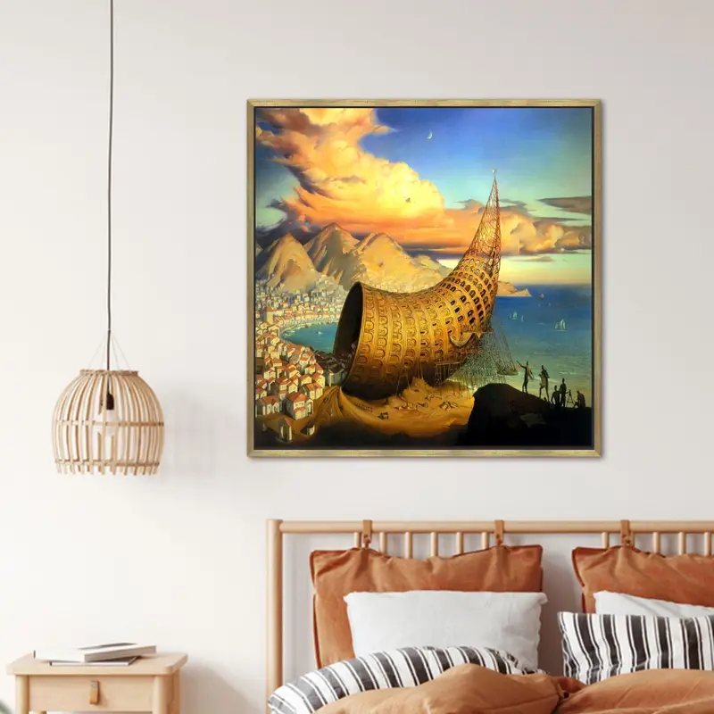 モダンな超現実的なキャンバス: 抽象的なバベルの角プリント