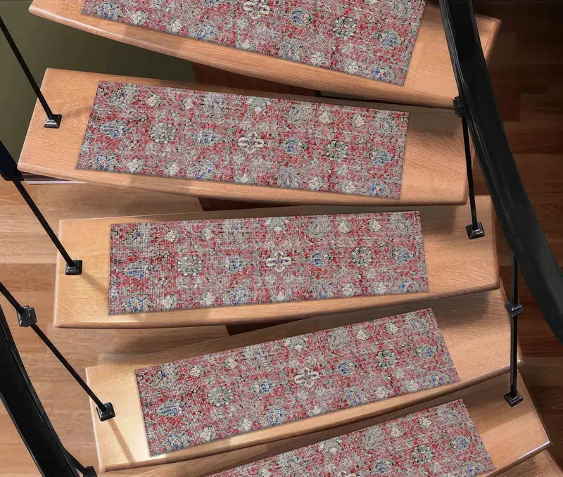 アステカエスニックパターンプリントラグ、階段用、トレンディなボヘミアンデザイン