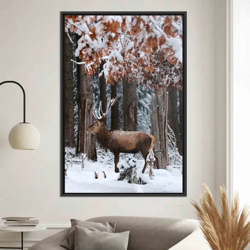 Elegant Winter Landscape Deer Canvas Print - Nature Scene Art