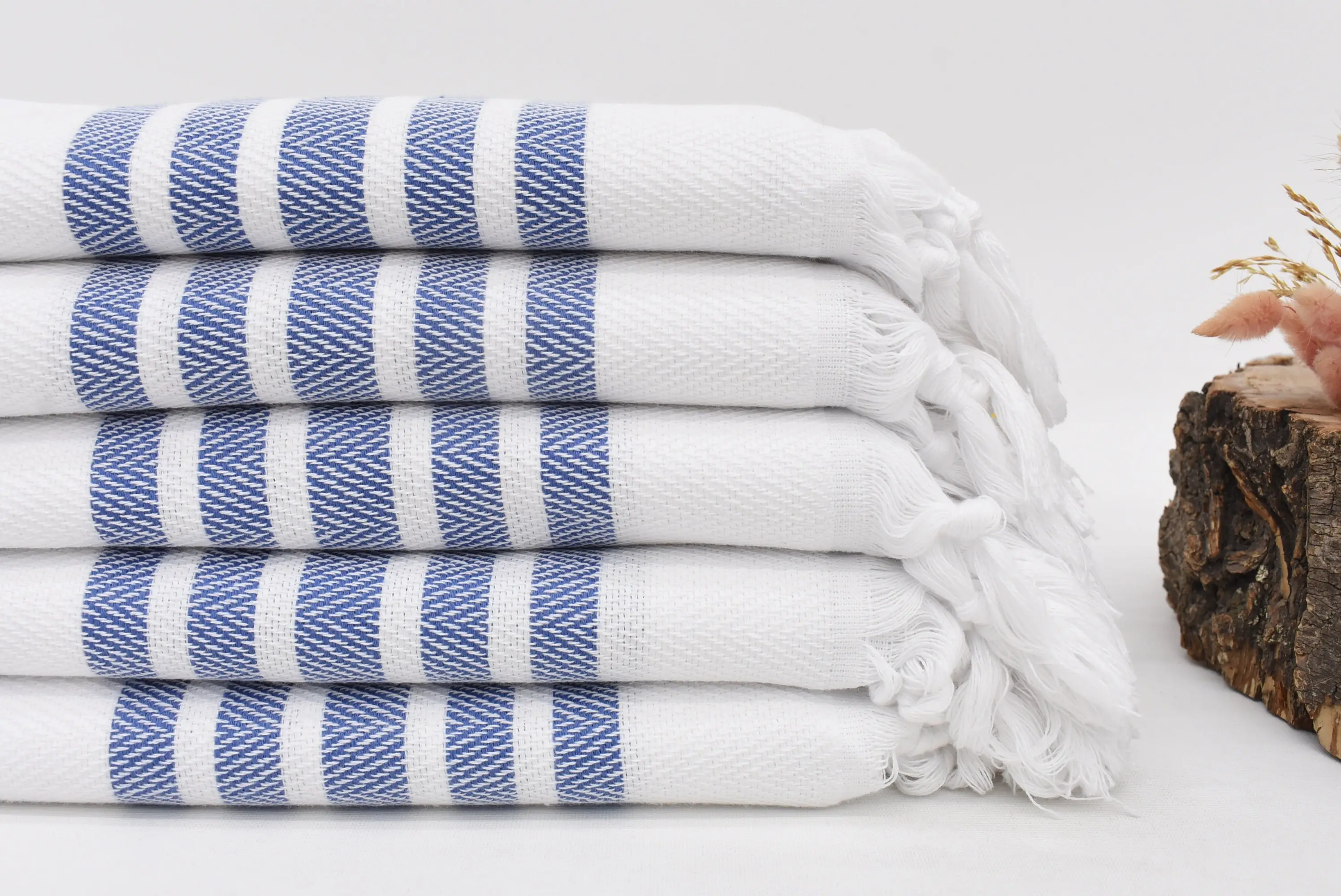 Wedding Gift Personalized Navy Herringbone Tea Towel, 36x24 Inches - 1
