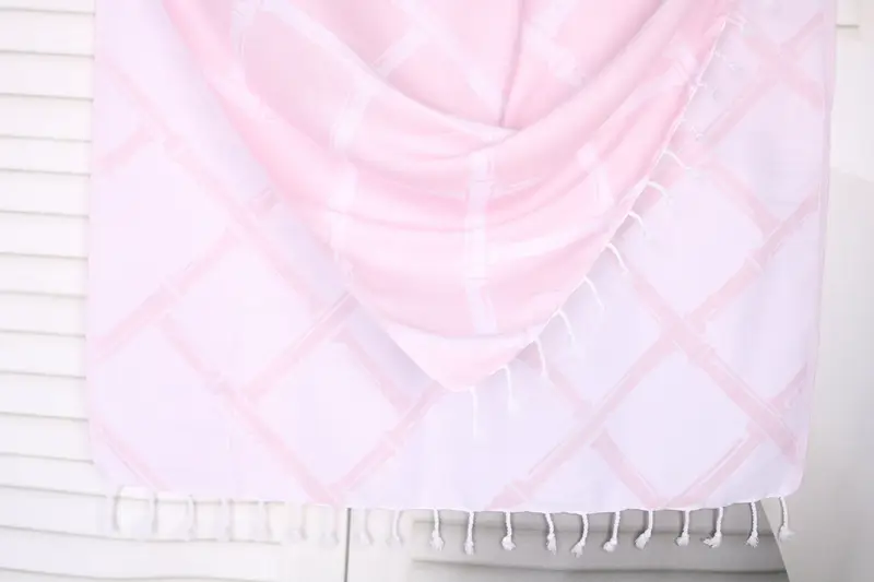 Beach Towel Light Pink Cotton Bamboo Branch 40x71 Inches