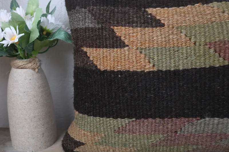 Kilim Cushion Sham, Pillow Sham, Kilim Pillow Cover, Muted Cushion, Decorative Bolster Pillow Sham, Turkish Pillow, 12x24 Brown Pillow - 3