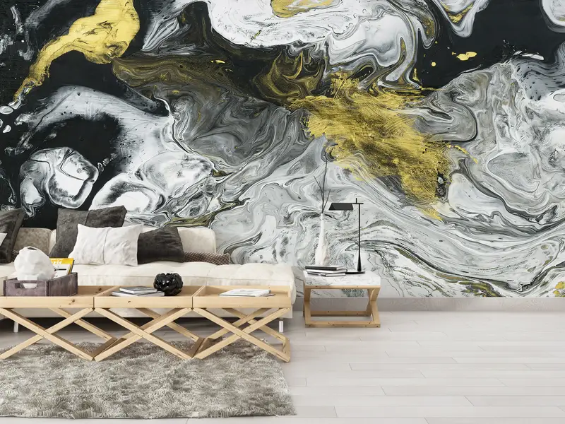 Bright Wall Paper, Paper Wall Art, Marble Wall Paper, Black And Gold Marble, Wall Paper Peel and Stick, Gold Marble Wall Poster, - 7