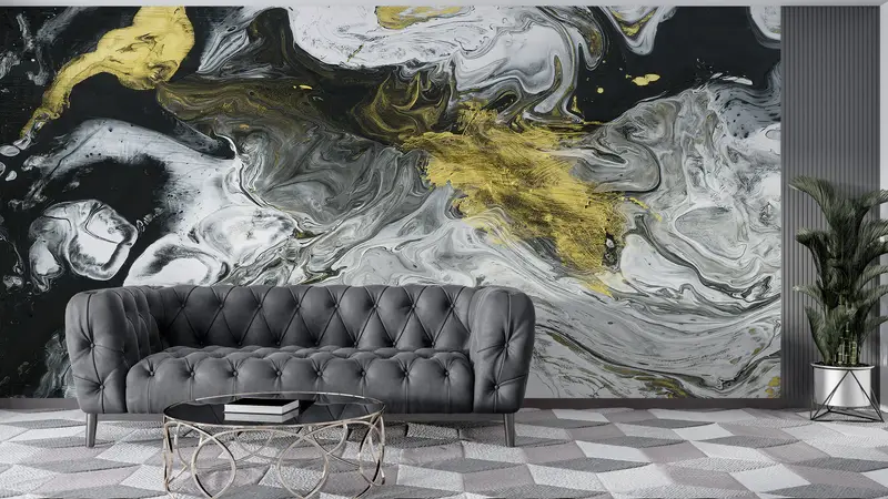 Bright Wall Paper, Paper Wall Art, Marble Wall Paper, Black And Gold Marble, Wall Paper Peel and Stick, Gold Marble Wall Poster, - 10