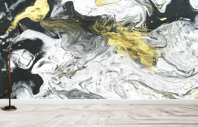 Bright Wall Paper, Paper Wall Art, Marble Wall Paper, Black And Gold Marble, Wall Paper Peel and Stick, Gold Marble Wall Poster, - 8