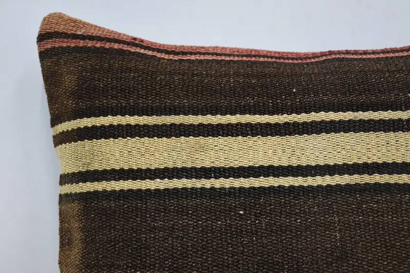 Meditation Pillow Cover, Cushion, Handmade Kilim Cushion, Couch Pillow Sham, Kilim Pillow, Interior Designer Pillow, 16x16 Brown Cushion Case - 2