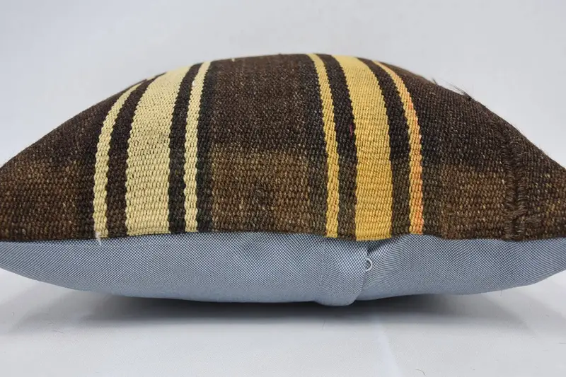 Meditation Pillow Cover, Cushion, Handmade Kilim Cushion, Couch Pillow Sham, Kilim Pillow, Interior Designer Pillow, 16x16 Brown Cushion Case - 5