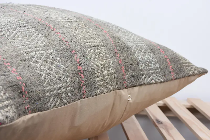 24x24 Gray Pillow, Muted Cushion, Knitted Cushion Case, Interior Designer Pillow, Meditation Pillow, Vintage Pillow, Antique Pillows, Cushion Cover - 7