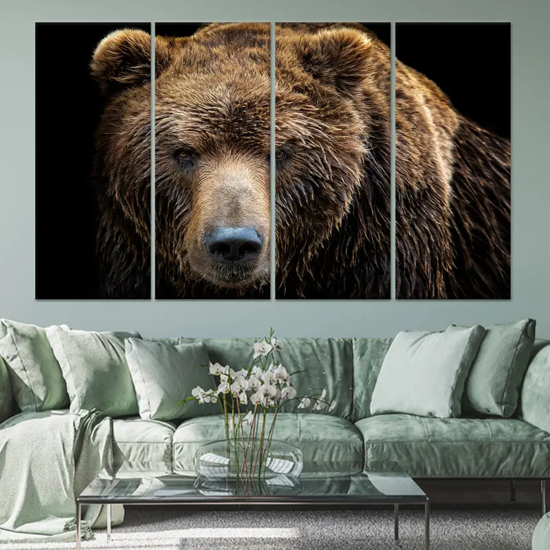 Zarif Ayı Kanvas Tablo: Vahşi Hayvan Çiftlik Evi Dekoru