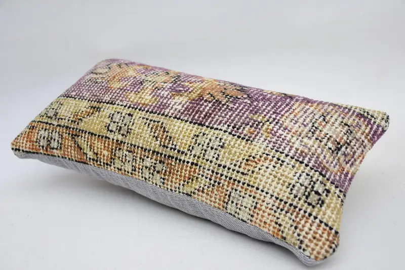 Nautical Throw Cushion Case, Interior Designer Pillow, 8x16 Beige Cushion, Pillow Sham, Handmade Kilim Cushion, Vintage Kilim Throw Pillow - 5