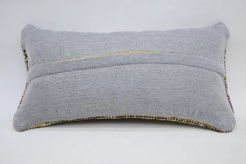 Nautical Throw Cushion Case, Interior Designer Pillow, 8x16 Beige Cushion, Pillow Sham, Handmade Kilim Cushion, Vintage Kilim Throw Pillow - 6
